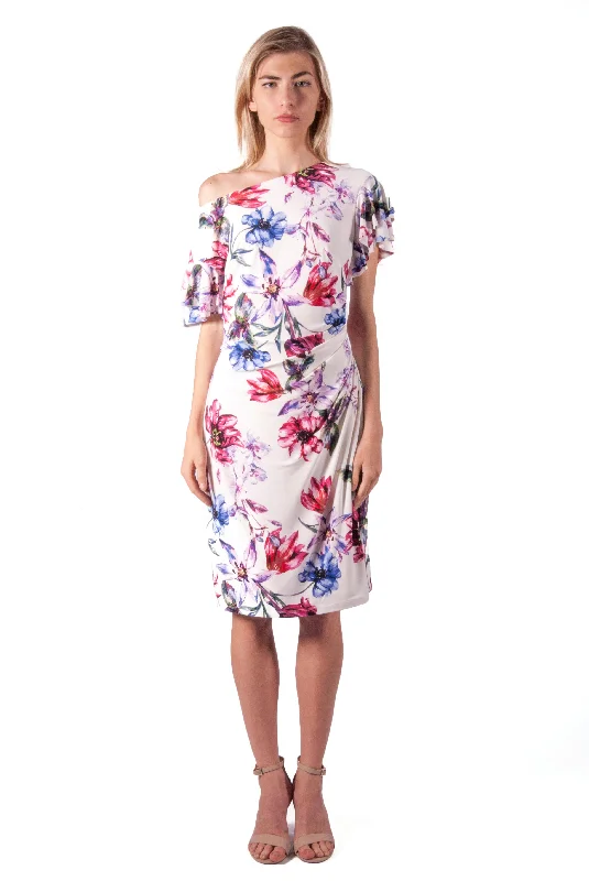 Vintage Clothing For Women RALPH LAUREN-FLORAL RUFFLE SLEEVE SHIFT DRESS