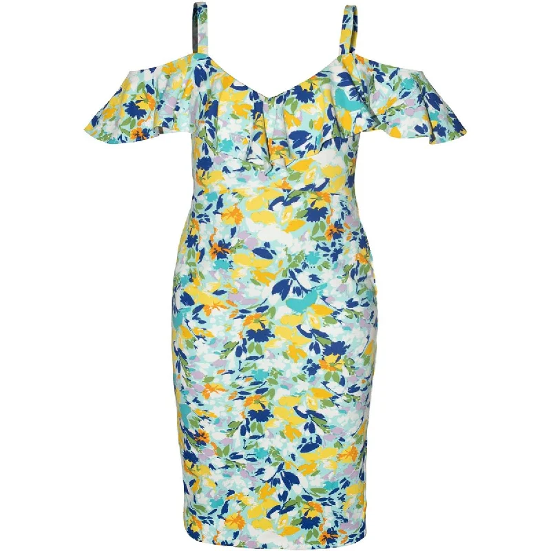 Women's Everyday Apparel Rachel Rachel Roy Womens Plus Floral Print Knee-Length Sheath Dress