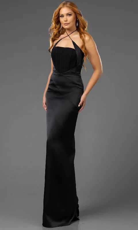 Charming Women's Holiday Apparel Terani Couture 251P3112 - Halter Neckline Column Prom Gown