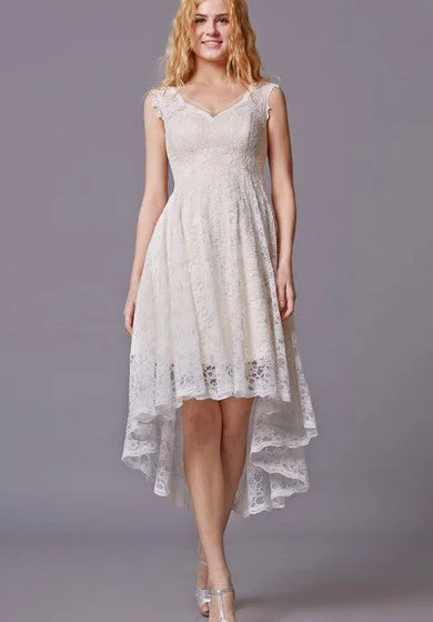 Stylish Women's Garments Traditional Twist Wedding Dress With Sleeveless Lacy Style and Asymmetrical Cut