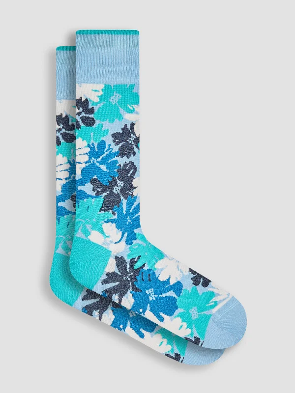 Women's Plus-Size Attire Bugatchi Floral Socks - Mint