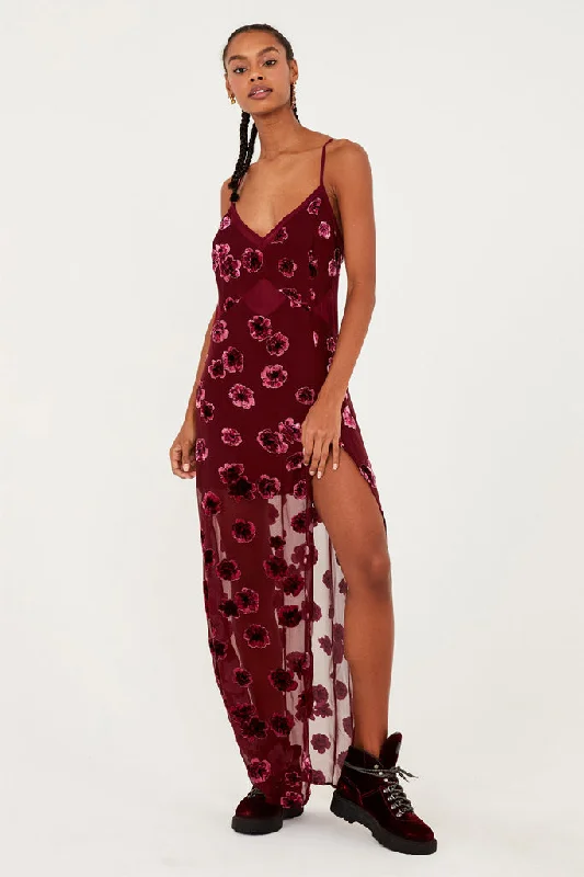 Fashionable Women's Clothing FOR LOVE & LEMONS-SOPHIE VELVET FLORAL MAXI DRESS