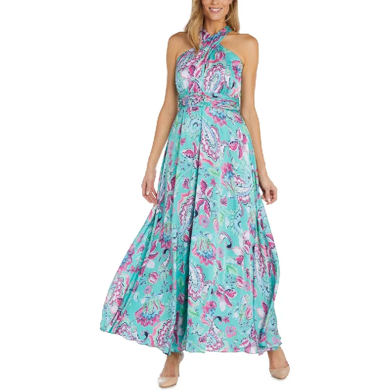 Classic Clothes For Women R&M Richards Womens Floral Print Long Halter Dress