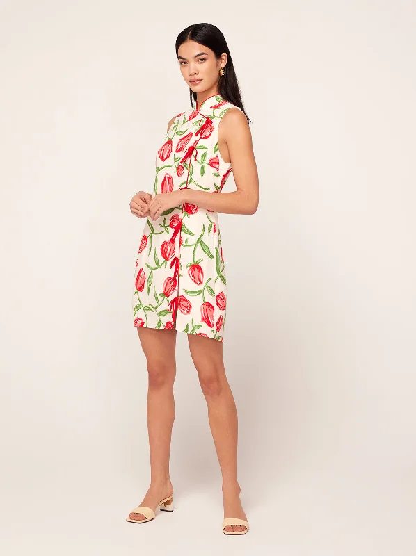 Women's Contemporary Clothing Aubrey Ivory Tulip Print Mini Dress