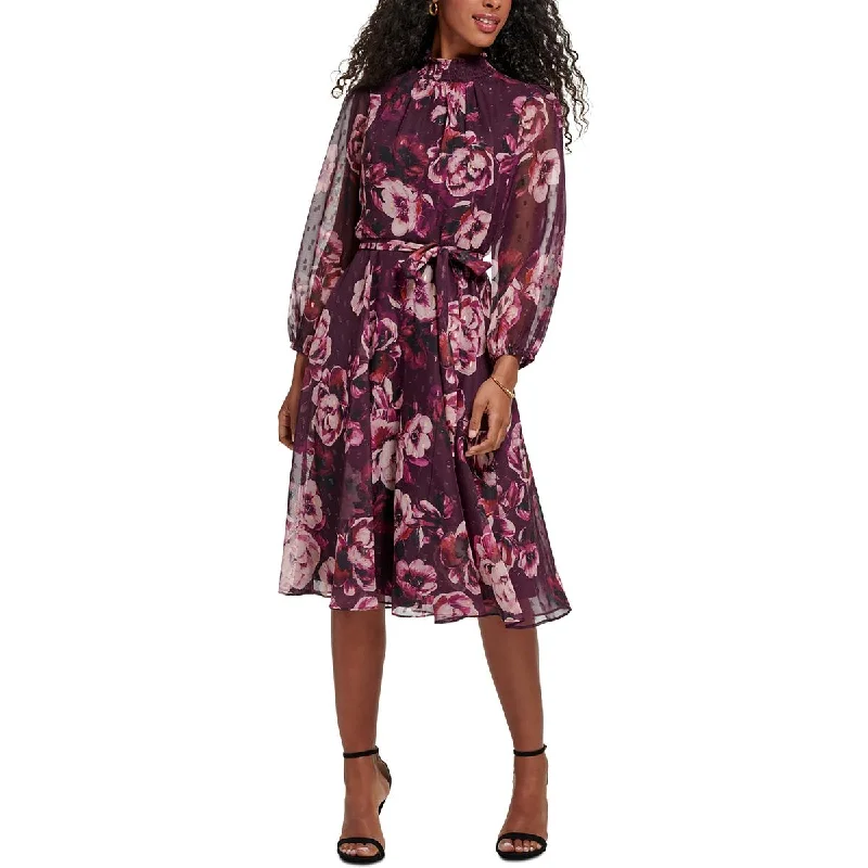 Modern Women's Clothes Jessica Howard Womens Petites Chiffon Floral Fit & Flare Dress