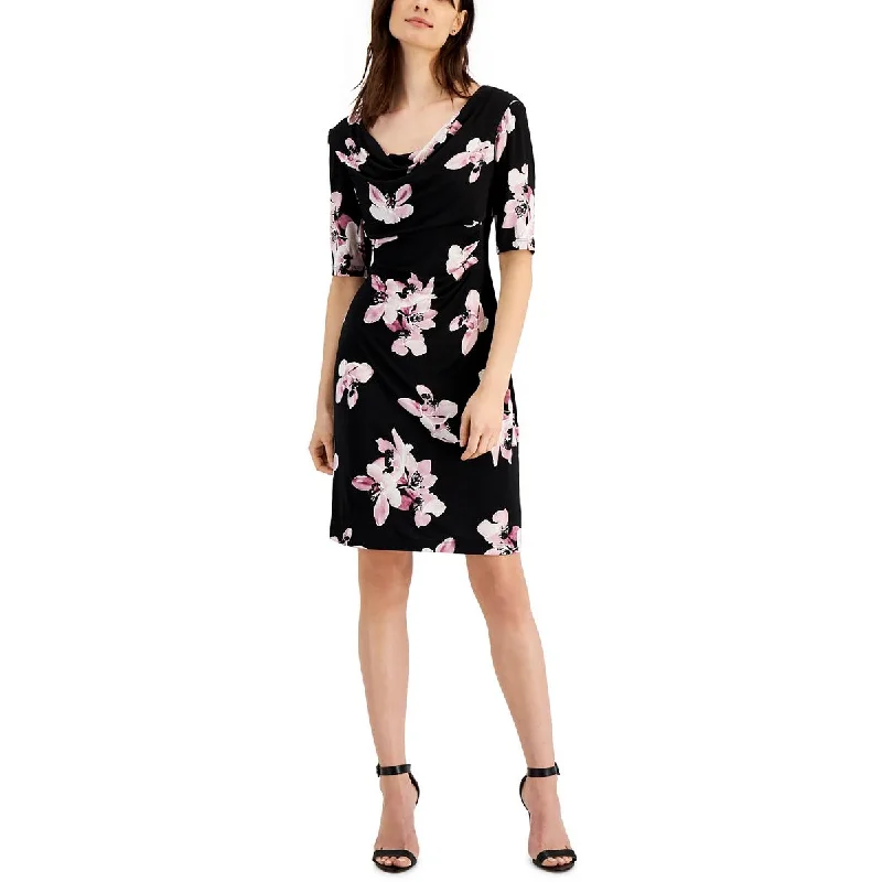 Women's Party Clothes Connected Apparel Womens Petites Jersey Floral Sheath Dress