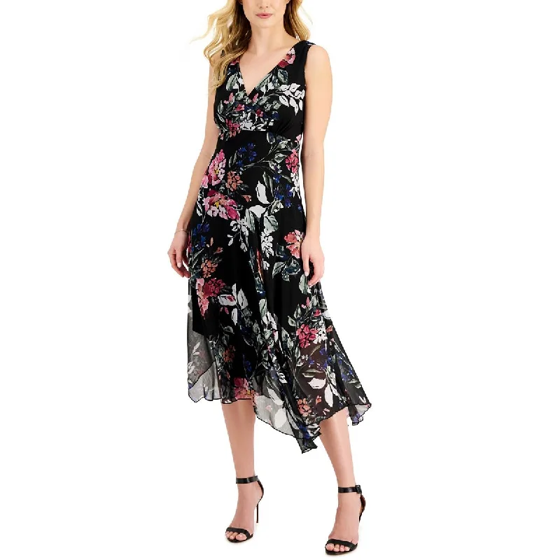 Chic Women's Attire Connected Apparel Womens Plus Floral Long Cocktail And Party Dress