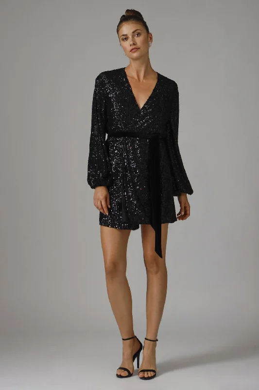 Women's Elegant Clothing Sets Polly Sequin Mini Dress - Black