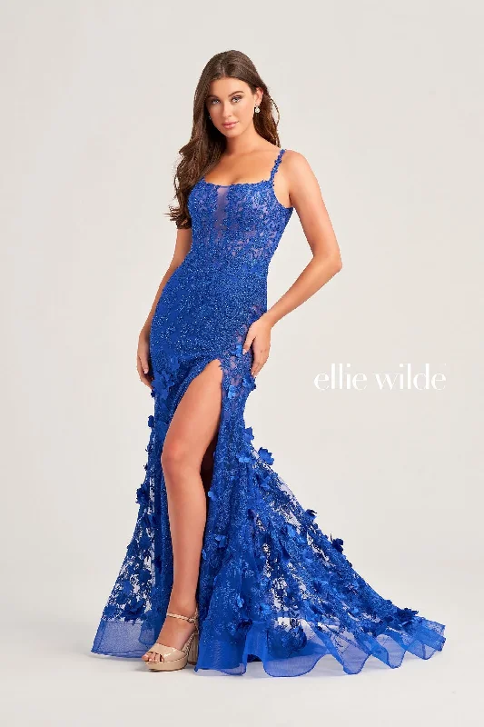 Women's Luxury Attire Ellie Wilde EW35053 Long Fitted Prom Formal Gown