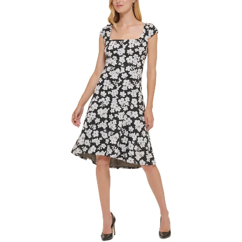 Women's Vacation Clothes Tommy Hilfiger Womens Floral Print Knit Fit & Flare Dress