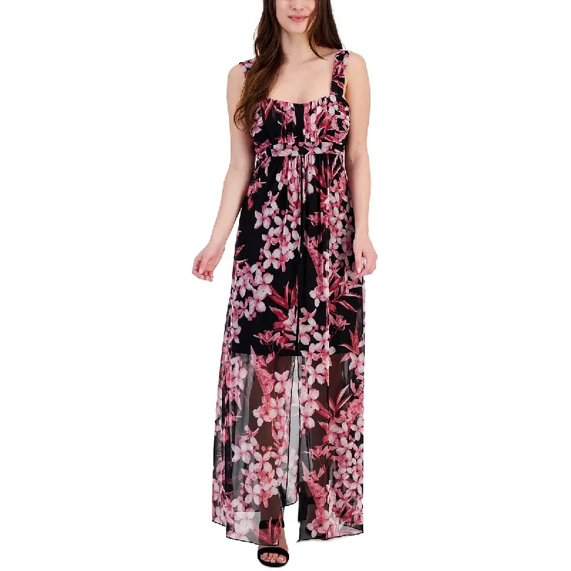 Chic Clothing For Women Connected Apparel Womens Floral Print Mesh Maxi Dress