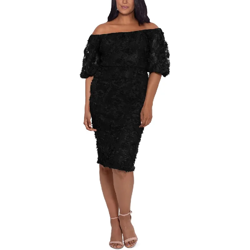 Affordable Luxury Women's Garments Xscape Womens Plus Floral Knee-Length Cocktail and Party Dress