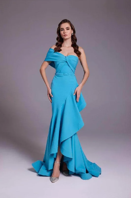 Women's Night-Out Clothes MNM Couture N0546 - Bow Accent High-Low Mermaid Gown