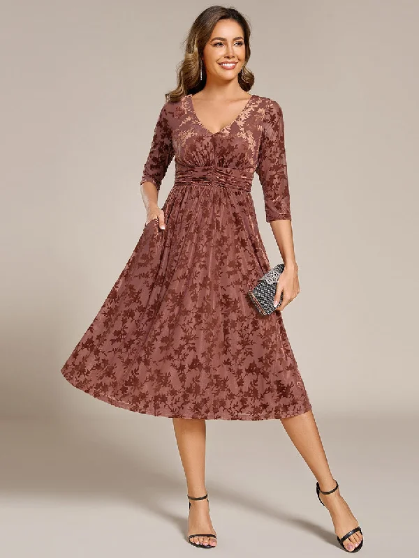 Women's Stylish Casual Garments Exquisite High Stretch Jacquard Velvet Wedding Guest Dresses with Stretch Elastic Band