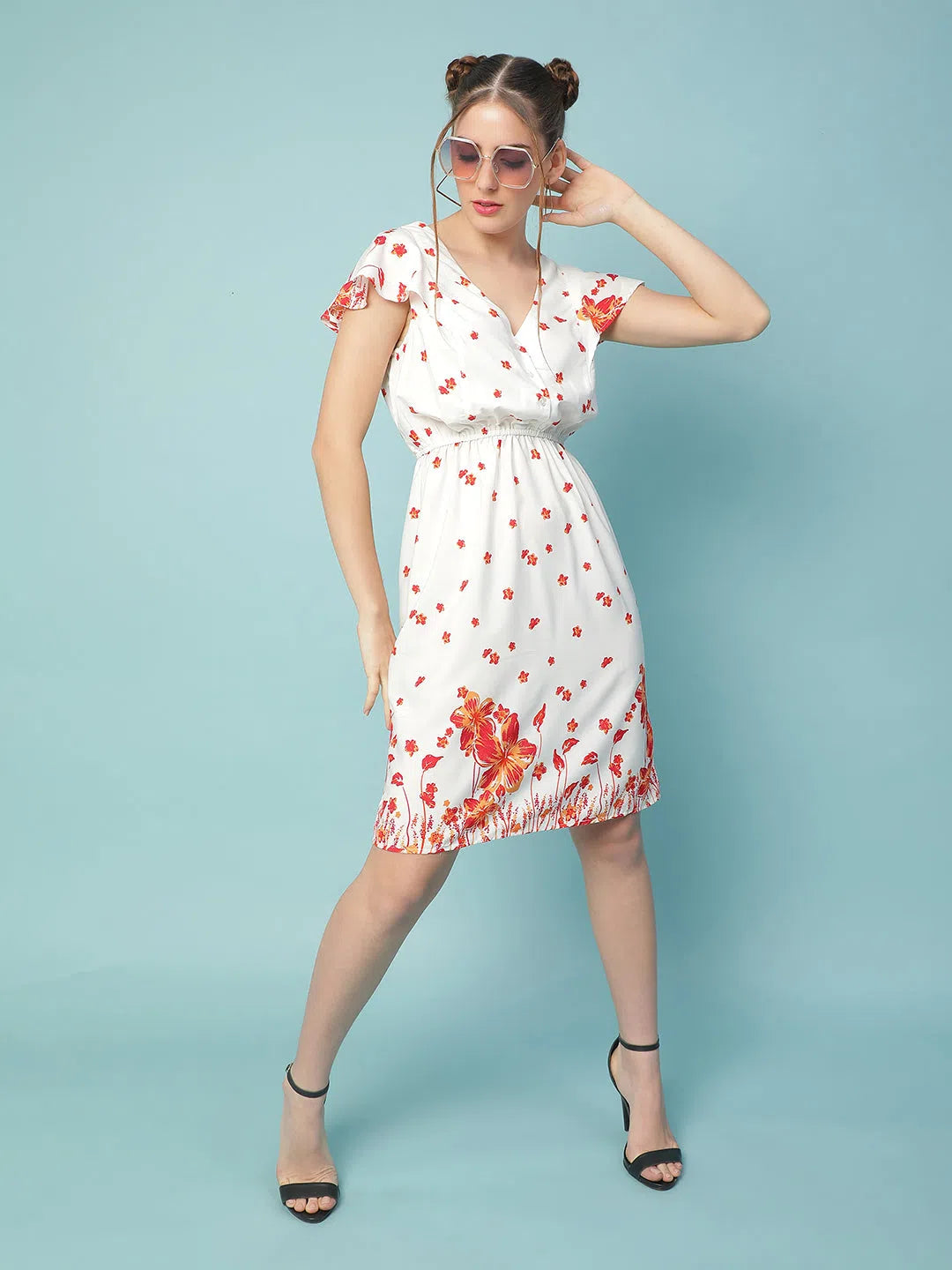 Women's Contemporary Apparel Uber white floral print women dress