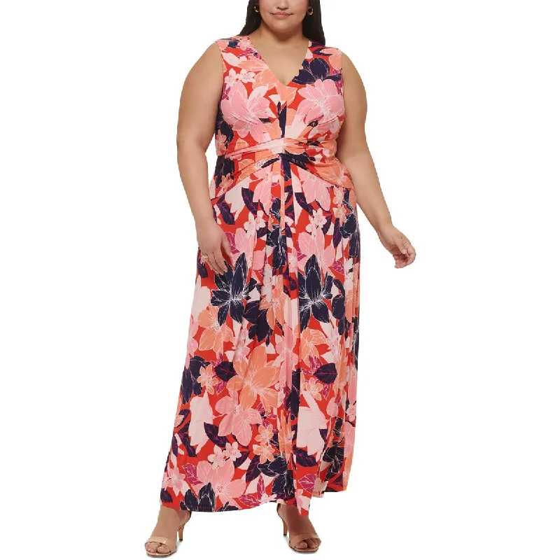 Women's Elegant Apparel Jessica Howard Womens Plus Floral Print Full Length Maxi Dress