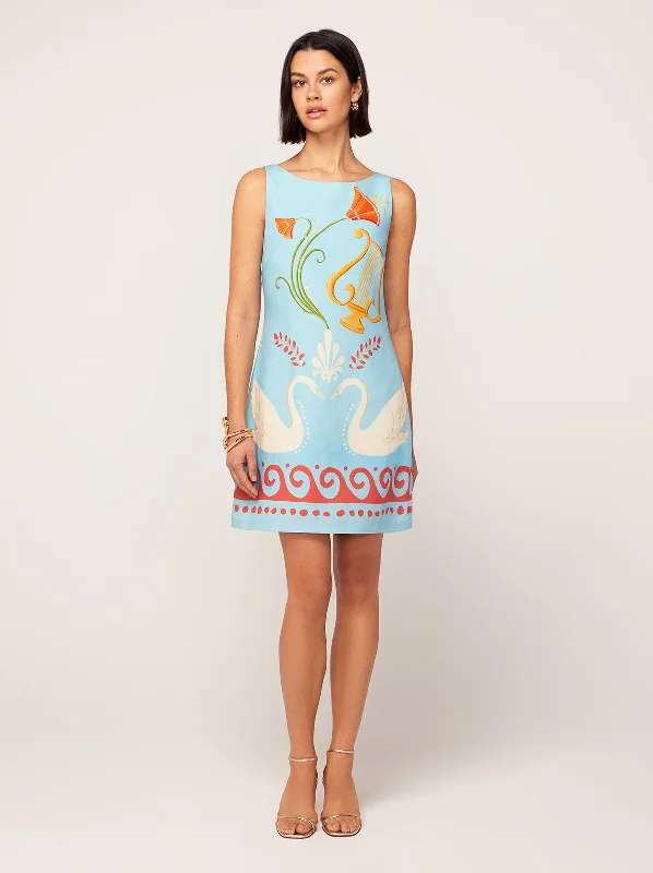 Women's Formal Event Clothing Marina Blue Cygnus and Lyra Print Mini Dress