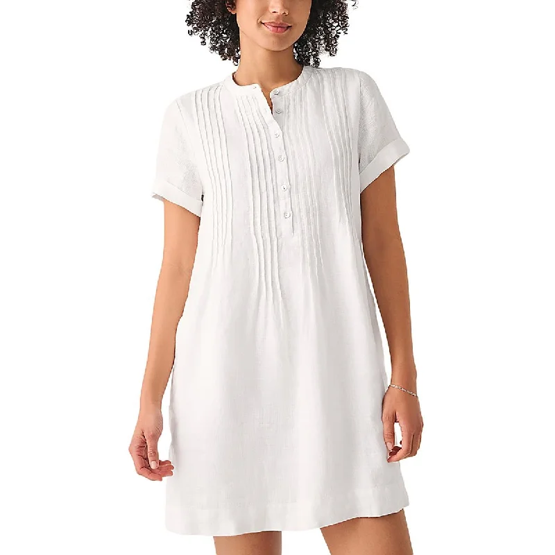 Women's Elegant Clothes Faherty Womens Gemina Linen Short Sleeve Mini Dress