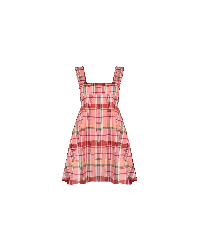 Plus-Size Women's Clothing MARGIE TIE MINI DRESS PEACHIE TARTAN