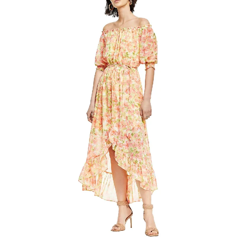 Women's Fashionable Attire For Work Bar III Womens Floral Off The Shoulder Midi Dress