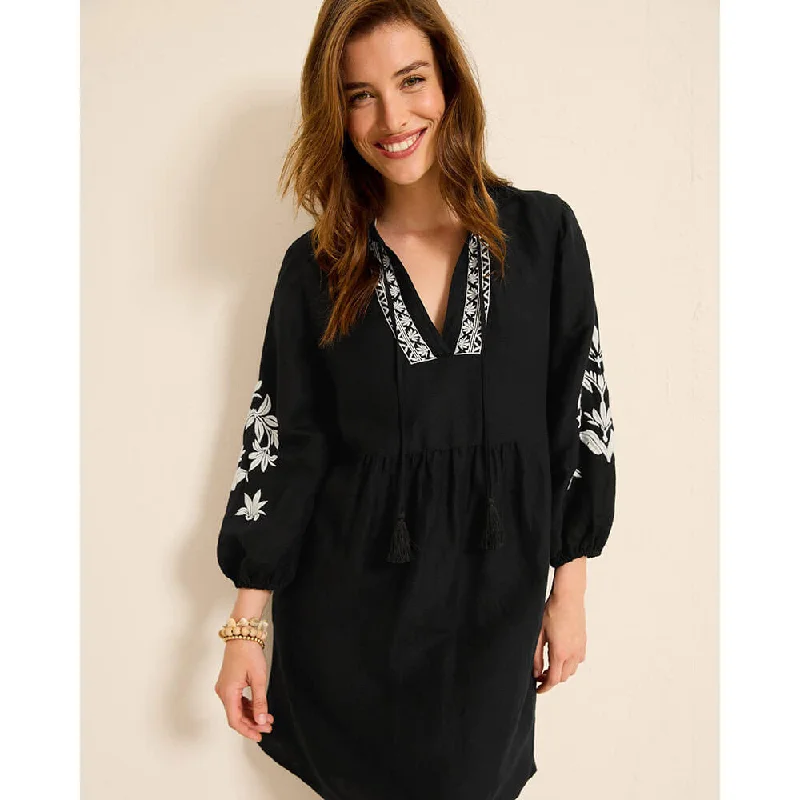 Women's Trendy Attire Tommy Bahama Womens St. Lucia Floral Embroidered Dress Coverup - Black*