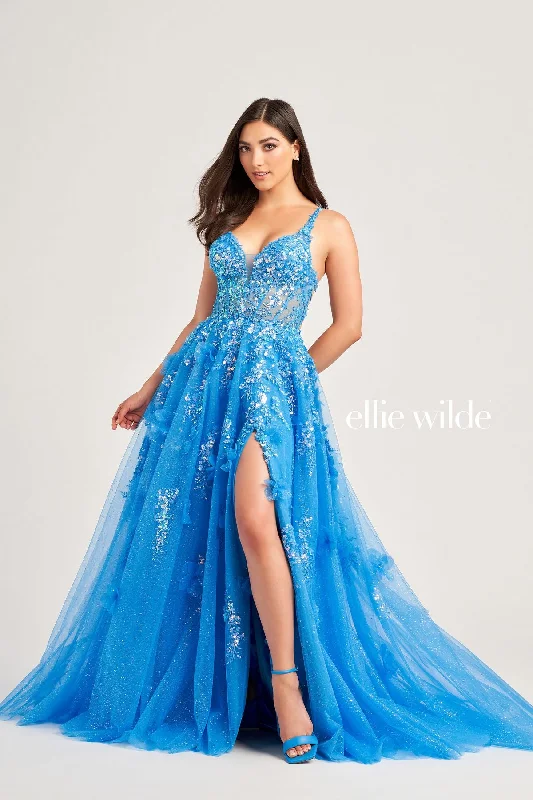 Women's Vacation Attire Ellie Wilde EW35047 Prom Long Glitter Ball Gown