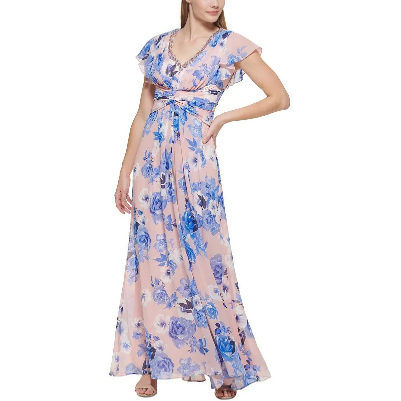 Women's Athletic Apparel Eliza J Womens Floral Maxi Evening Dress