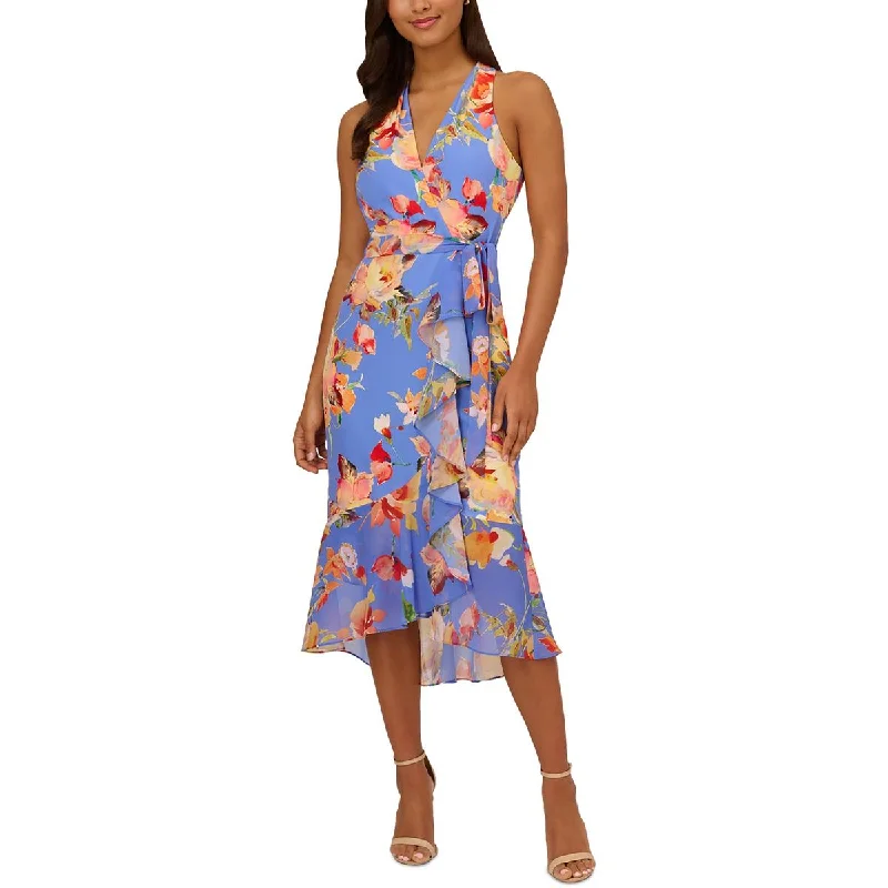 Women's Office Clothing Adrianna Papell Womens Crepe Floral Print Sundress