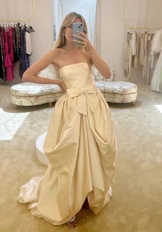 Casual Clothes For Women Off-white stylish elegant long satin ball gown evening dress reception wedding dress gh3205