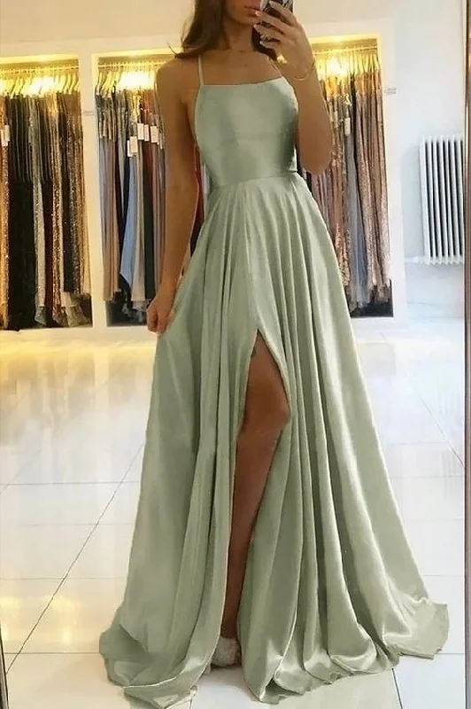 Women's Elegant Evening Attire 2025 Sage Green Wedding Guest Dress Simple A Line Long Evening Dress