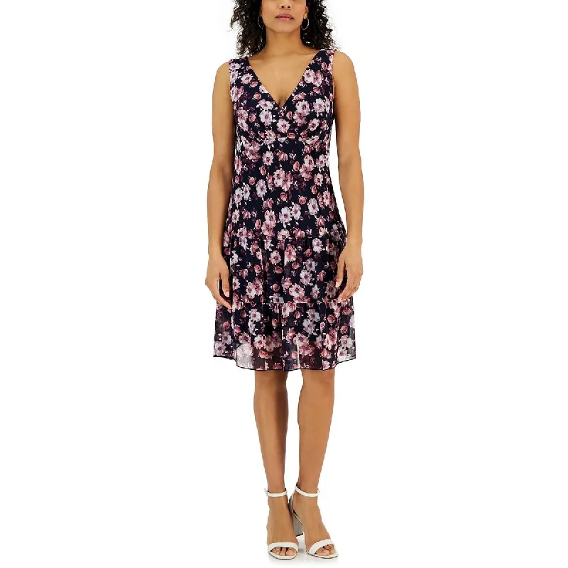 Women's Relaxed Clothes Connected Apparel Womens Tiered Floral Wear To Work Dress