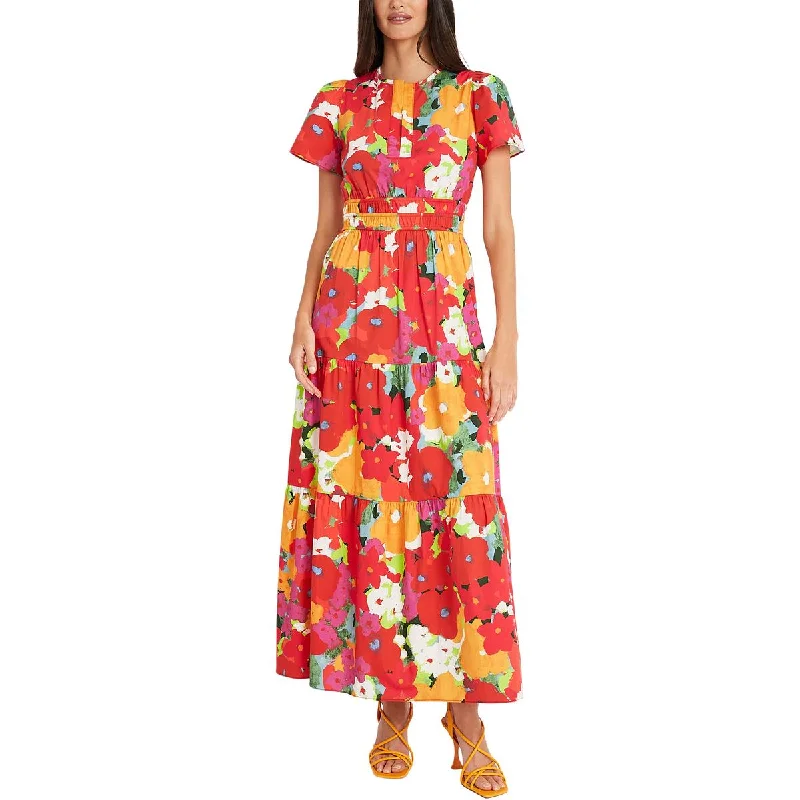 Charming Women's Holiday Apparel Maggy London Womens Floral Print Cotton Midi Dress