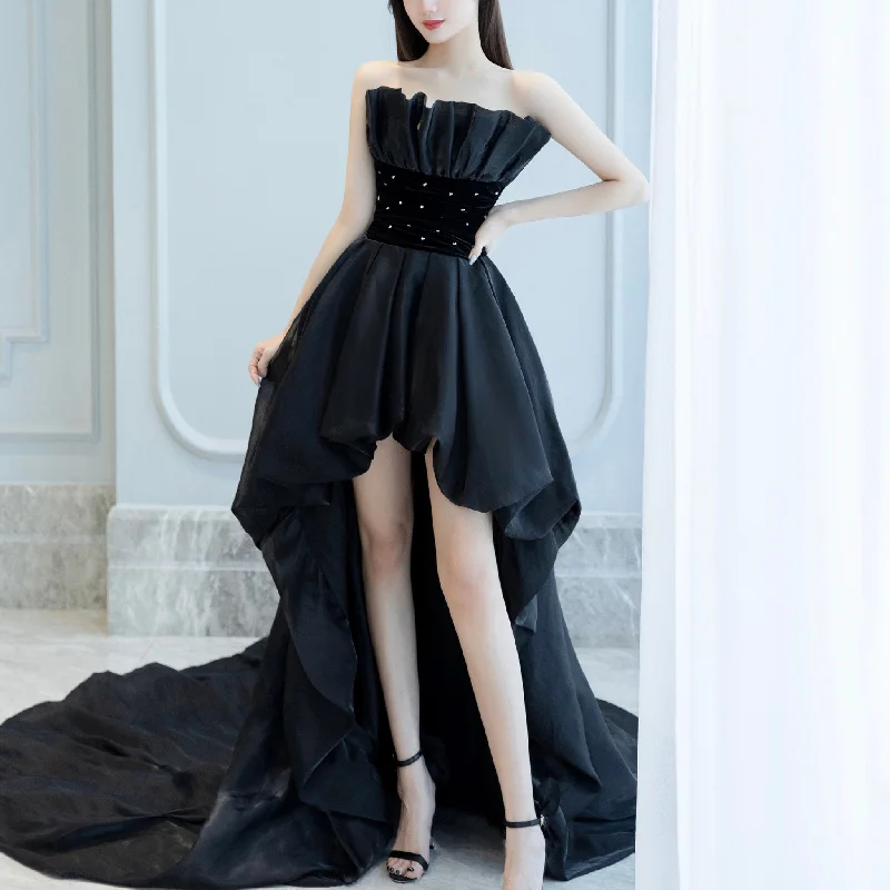 Women's Timeless Attire Black High Low Dresses for Women Wedding Guest Party Gowns