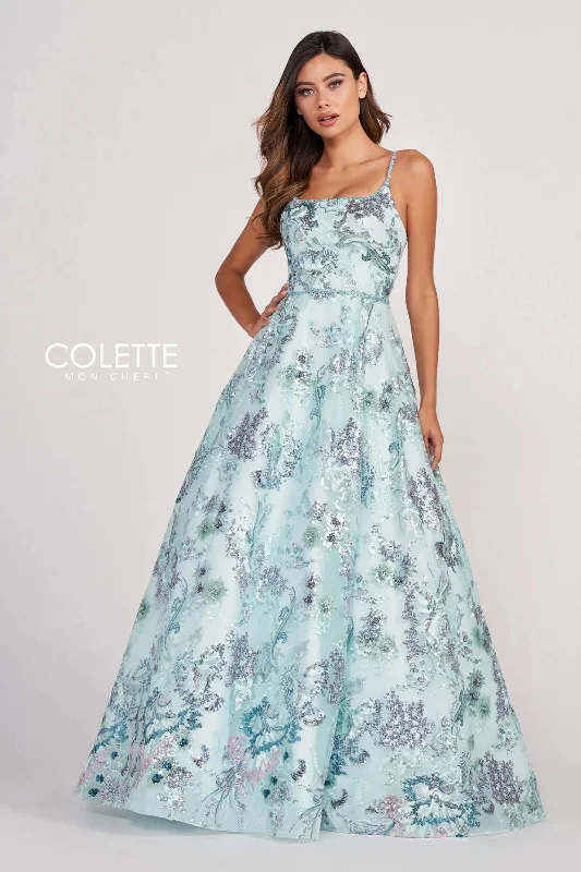 Women's Vintage-Inspired Outfit Colette CL2011 Long Prom Sequin Formal Ball Gown