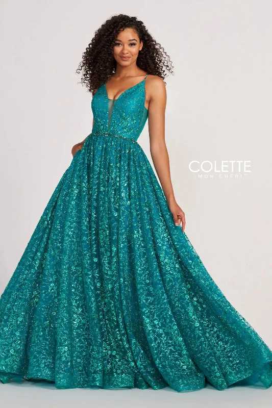 Women's Effortless Casual Outfit Colette CL2016 Prom Long Formal Glitter Ball Gown