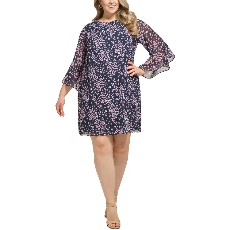 Affordable Women's Clothing Jessica Howard Womens Petites Floral Knee-Length Midi Dress