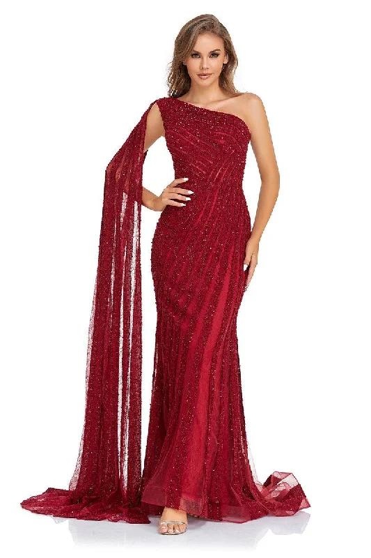 Women's Clothing For Work High Couture NR2238 Long One Shoulder Formal Prom Gown