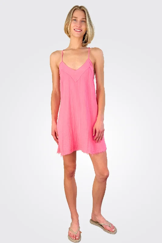 Women's Evening Attire V Neck Mini Dress - Pink