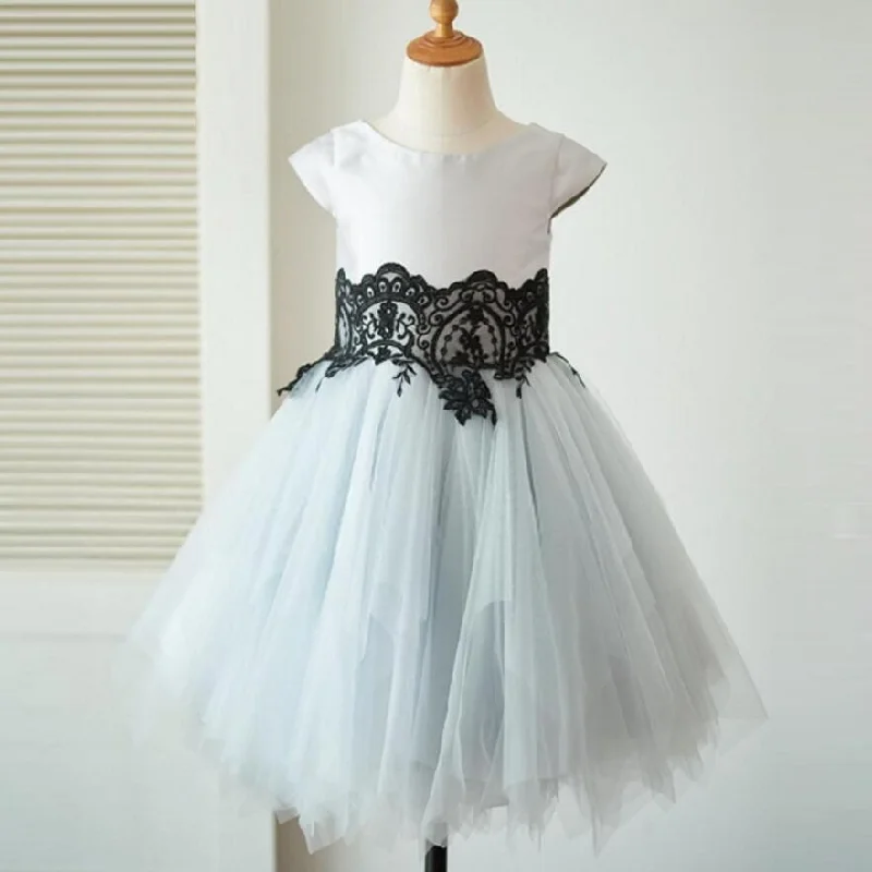 Affordable Women's Clothes Cap Sleeves Tulle With Lace Lovely Beautiful Cheap Short  Wedding Flower Girl Dresses, FG0093