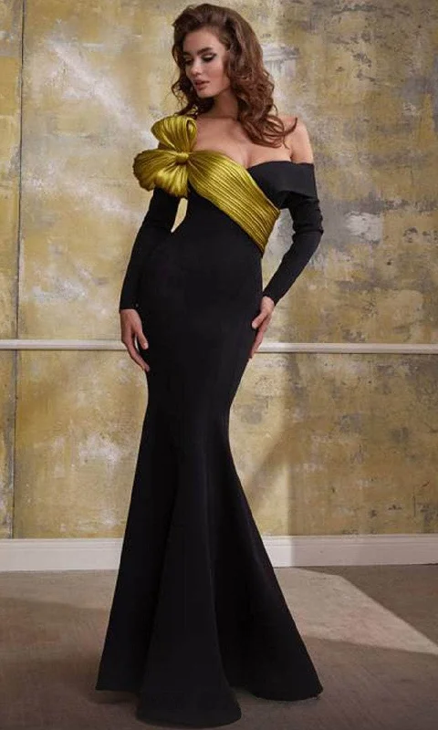 Women's Elegant Garments MNM Couture N0566 - Textured Bow Evening Gown