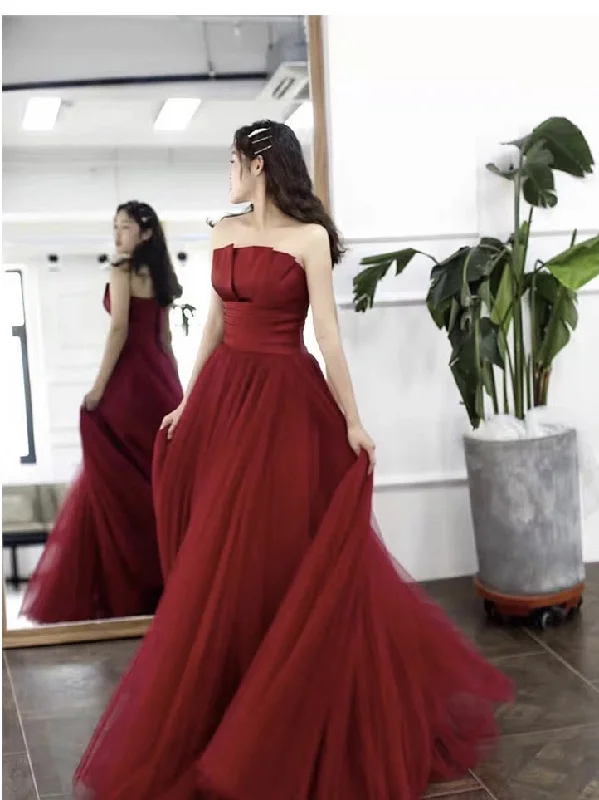 Comfortable Women's Clothing Strapless prom dress,red party dress,charming wedding dress gh2549