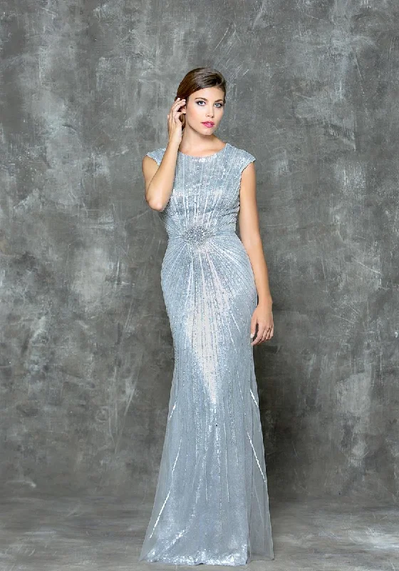 Casual Garments For Women Colors Dress G699 Bedazzled Jewel Fitted Sheath Gown - 1 pc Gray in size 10 Available