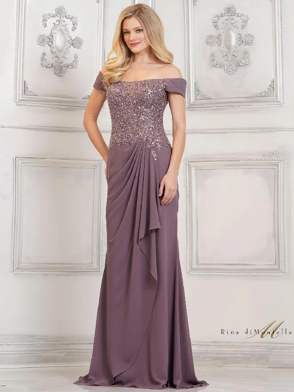 Women's Seasonal Garments Rina di Montella RD3128 Fitted Long Formal Evening Gown