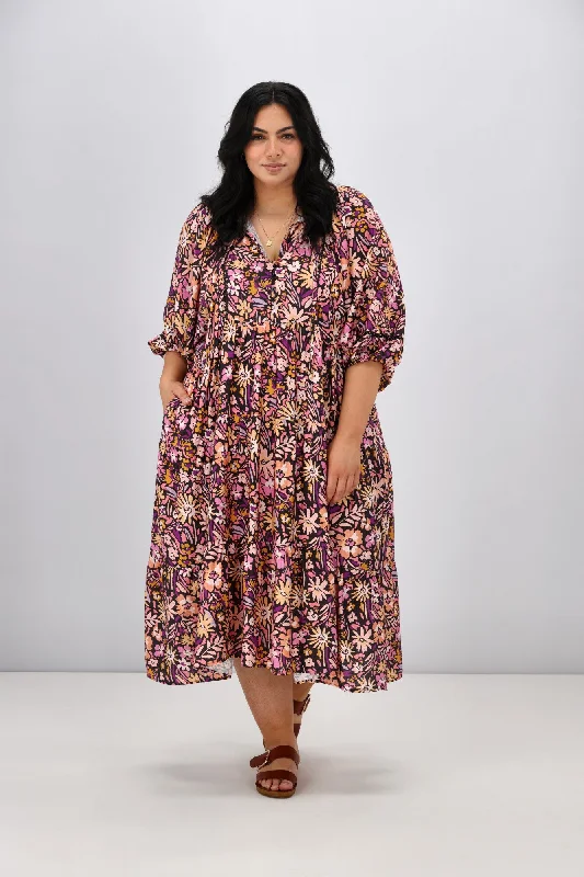 Fashionable Women's Clothing Sunday Boho Penelope Dress Black Pink Floral