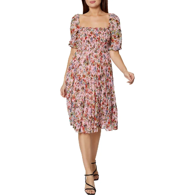 High-Fashion Women's Clothing BCBGeneration Womens Floral Pleated Midi Dress