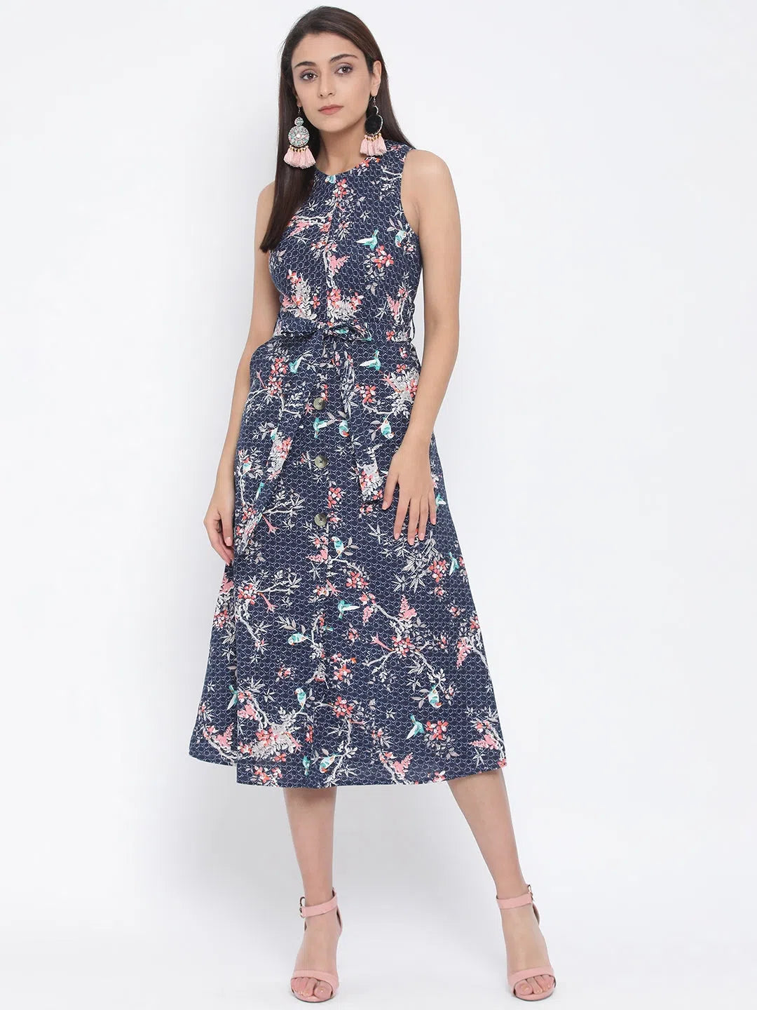 Stylish Women's Apparel Floral Culture Women Midi Dress