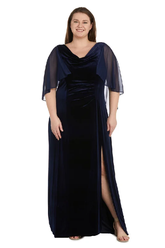 Women's Work Outfit For The Office R&M Richards 9111W Plus Size Long Formal Velvet Gown