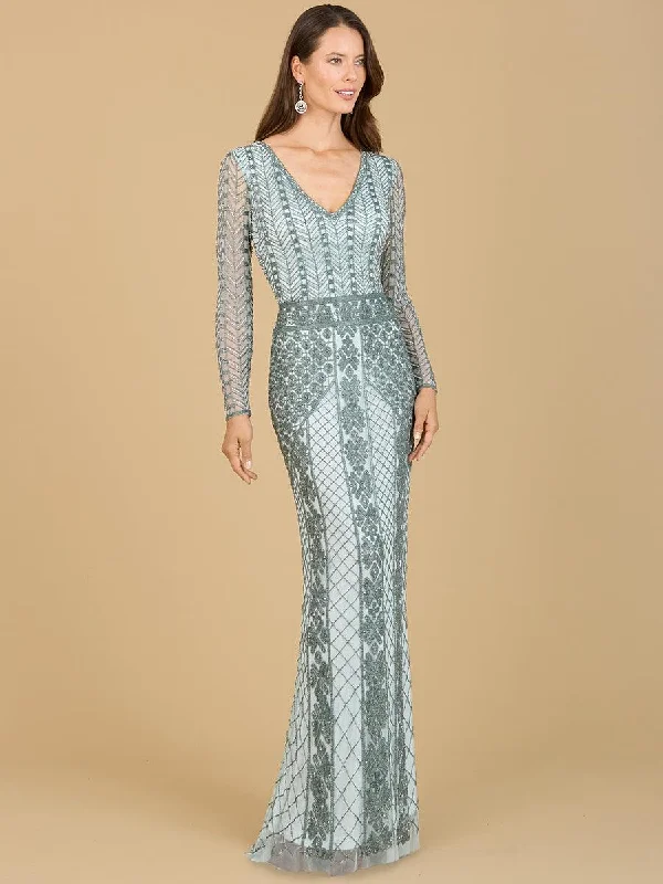 Women's Seasonal Clothing Lara Dresses 29365 Long Sleeve Beaded Evening Gown