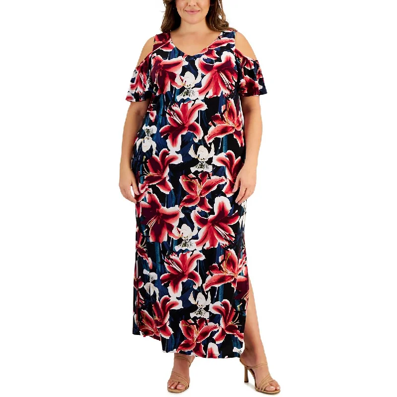 Women's Comfortable Clothes For Weekends Connected Apparel Womens Plus Long Floral Print Maxi Dress