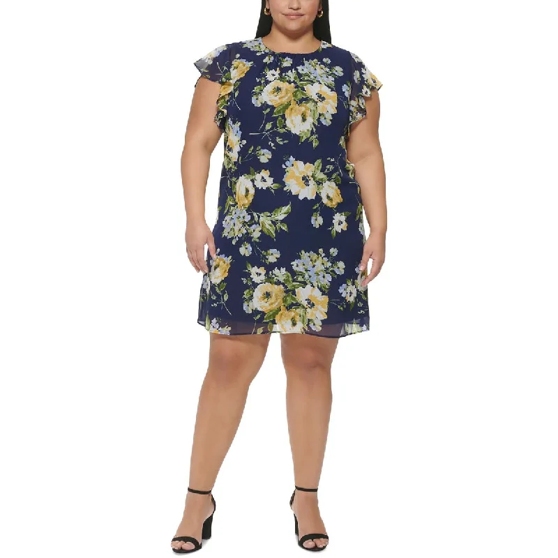 Women's Activewear Apparel Jessica Howard Womens Plus Floral Print Knee-Length Mini Dress